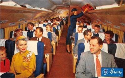 DC-7 Mercury Flagship AMERICAN AIRLINES Main Cabin c1950s Vintage Postcard 
