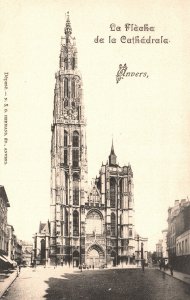 Vintage Postcard 1900's La Fleche De La Cathedrale Anvers Hermans Ed Belgium