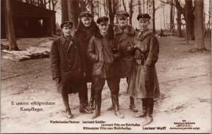Mint Germany WW1 Fighter Aces Pilot Richthofen and Crew Sanke RPPC Postcard