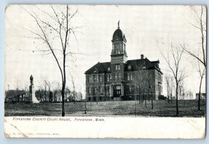 Pipestone Minnesota MN Postcard Pipestone County Court House Black & White 1908