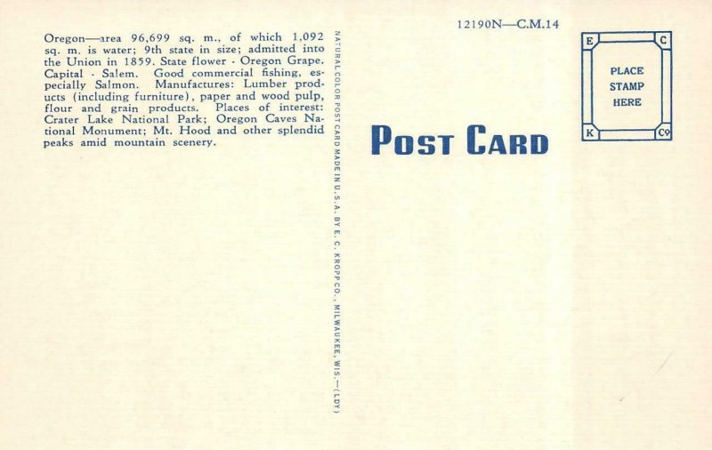 Oregon OR   LARGE LETTER LINEN Greetings  CARTOON COWSTRAINS  ca1940s Postcard