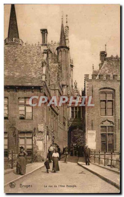 Old Postcard Bruges The street I Ane Blind