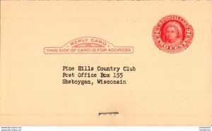 US Postal stationery 2c to Pine Hills Country Club Sheboygan Wisconsin