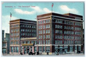 Davenport Iowa Postcard The Davenport Hotel Exterior View c1911 Vintage Antique