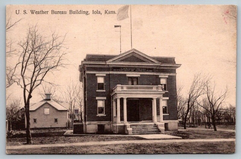 US Weather Bureau Building - Iola, Kansas Postcard