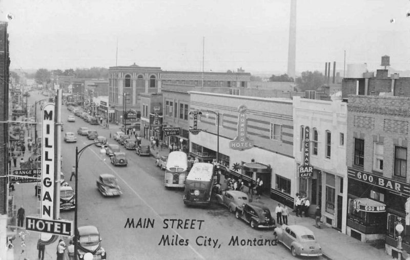 Miles City Montana Main Street Real Photo Vintage Postcard JI657783