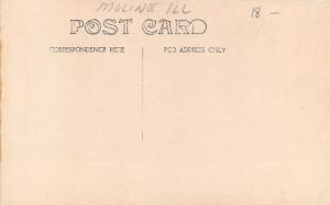 Moline Illinois~Second Avenue~Man Crosses Street~Trolleys~c1910 RPPC Postcard