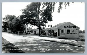 MILTON VT RILEY'S TAVERN STORE & CABINS VINTAGE REAL PHOTO POSTCARD RPPC