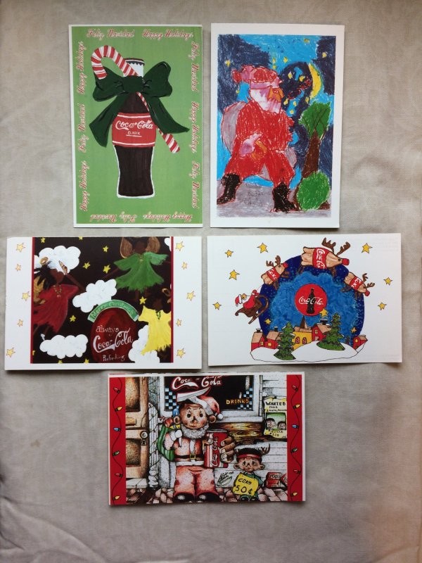 Full Set of 5 Coca Cola 1998 Christmas/Holiday Postcards Unused Excellent