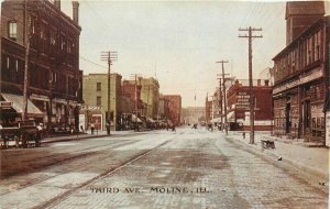 Moline Illinois Third Avenue Railroad Tracks Postcard 21-11994