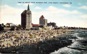 California Long Beach View Of Beach From Rainbow Pier 1955