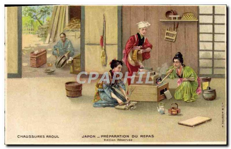 Old Postcard Japan Nippon Preparation of the meal Raoul Shoes
