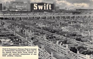 c.'50, CT Publ, Swift Stockyards, Packing Plant, Chicago, IL, Old Post Card