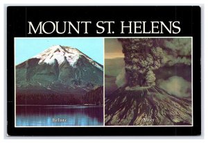Mount St. Helens Washington Before & After Postcard Continental View Card