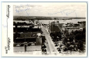 Main Street Looking West Memorial Bridge Mississippi River RPPC Photo Postcard