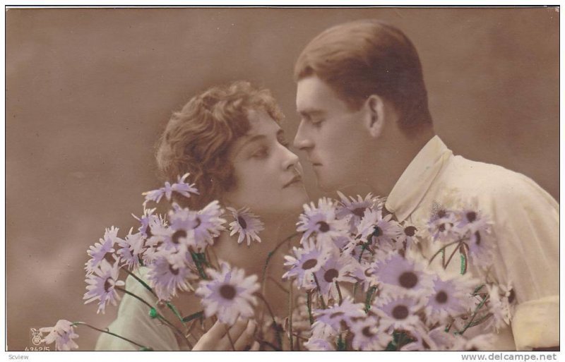 RP, Man & Woman In Love, Lilac Flowers, 1920-1940s