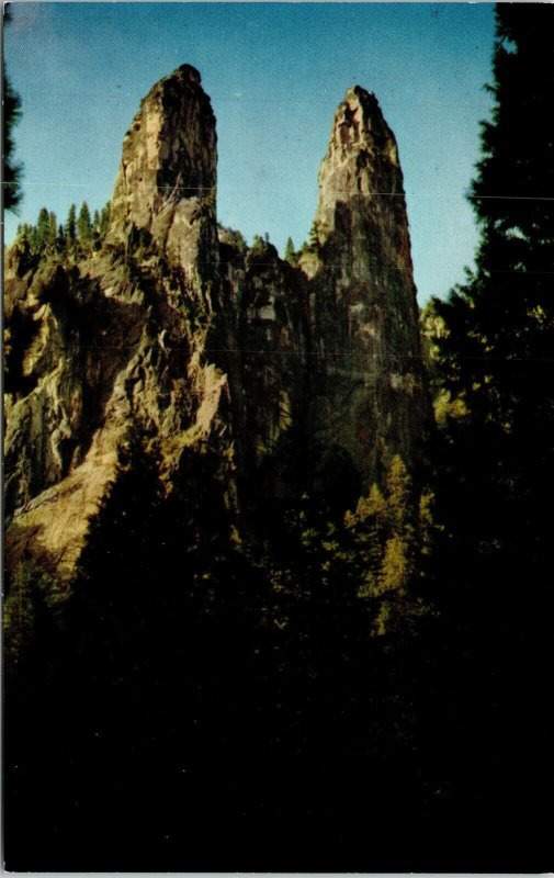 Yosemite National Park California Cathedral Spires Postcard VTG UNP Mirro  