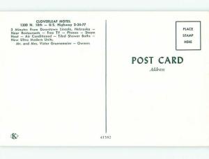 Unused Pre-1980 CLOVERLEAF MOTEL Lincoln Nebraska NE u3294@