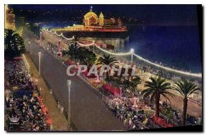 Postcard Old Nice Feerie Nocturne Promenade des Anglais and Jetee Promenade