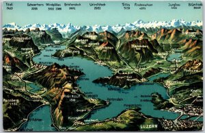 Luzern Switzerland State Map Postcard
