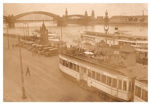 Germany Koln, Steamers, Antique Cars, Trolley, at Harbor  RPC