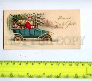 188977 Christmas SANTA on CAR Vintage postcard
