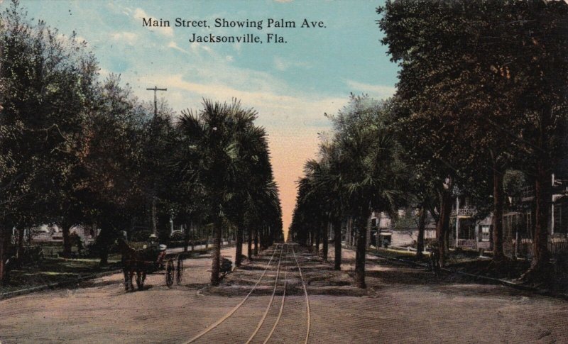 Florida Jacksonville Main Street Showing Palm Avenue 1912 sk369