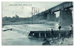 Early 1900s James River Dam, Huron, SD Postcard