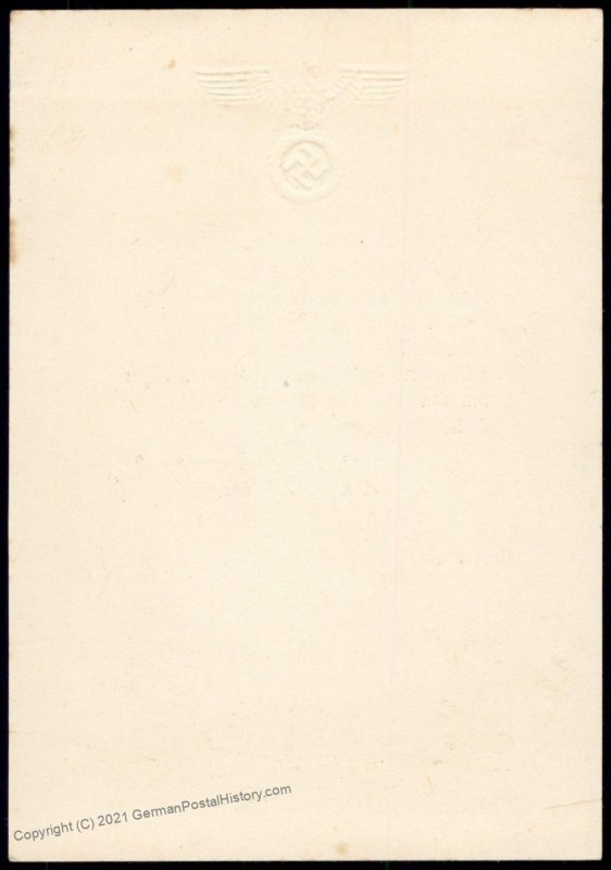 3rd Reich Germany WWII House of Education Embossed New Years Card UNUSED 99521