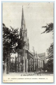 1907 St. Joseph German Catholic Church Exterior Fremont Ohio OH Trees Postcard