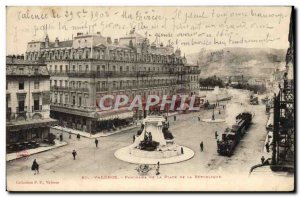 Valencia Old Postcard Panorama of the place of the Republic Tram