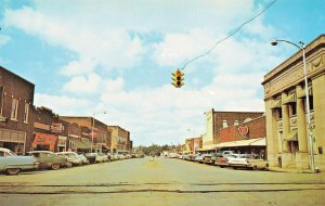 New Albany MS Bankhead Street  Storefronts Old Cars Postcard