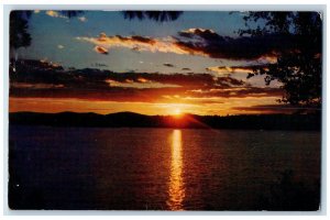 1955 Sunset Over Clear Lake, Lake County California CA Vintage Postcard 