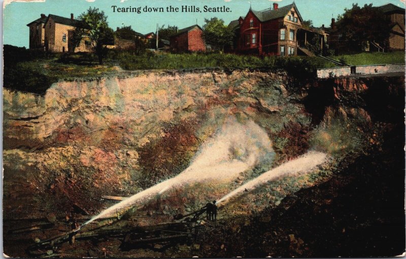 Tearing Down The Hills Seattle Washington Vintage Postcard C053