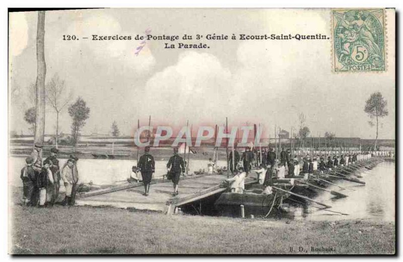 Old Postcard Militaria bypass Exercises 3rd Genie Ecourt Saint Quentin Parade