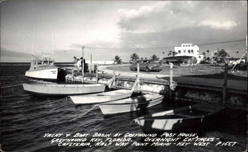 Yacht Basin Greyhound Key FL Miami-Key West Real Photo Postcard