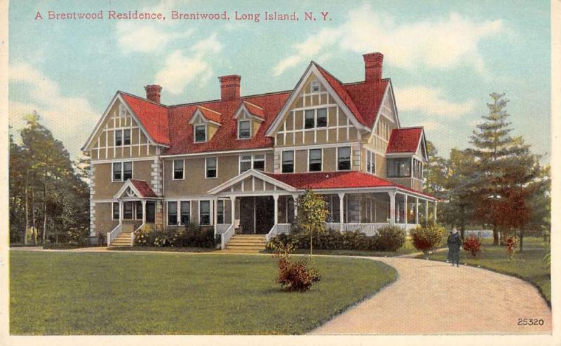 Long Island New York Brentwood Residence Antique Postcard K31086