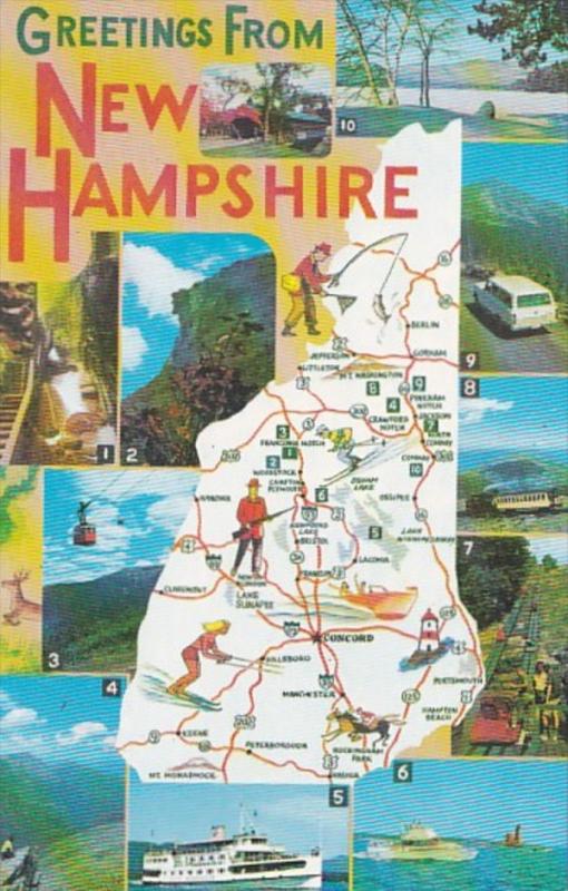 Greetings From New Hampshire With Map