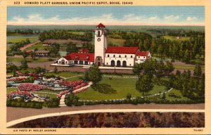 Idaho Boise Union Pacific Railroad Depot and Howard Platt Gardens Curteich