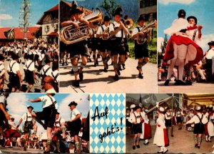 Germany Garmisch Partenkirchen Am Maibaum Trachtenkapelle Trachtenpaar Schuhp...