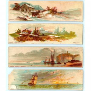 x4 LOT c1880s Wemple & Kronheim Litho Bookmark Series Sailboat Trade Card C13