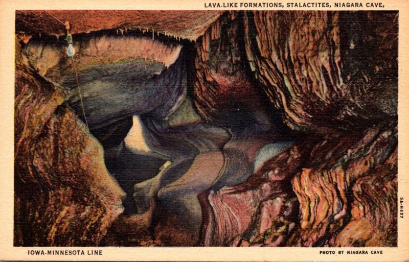 Minnesota Iowa Line Niagara Cave Lava-Like Formations Stalactites Curteich