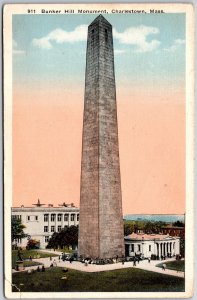 Charlestown Massachusetts MA, Bunker Hill Monument Tower, Vintage Postcard