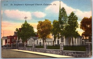 VINTAGE POSTCARD ST. STEPHEN'S EPISCOPAL CHURCH AT CULPEPER VIRGINIA