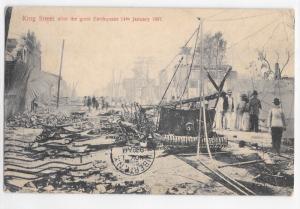 Jamaica Island King Street After Earthquake 1907 Burnt Trolley Disaster Postcard