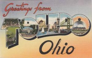 LP29  LARGE letter Toledo, Ohio, OH Postcard.