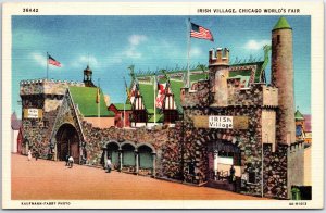 VINTAGE POSTCARD THE IRISH VILLAGE EXHIBIT AT THE CHICAGO WORLD'S FAIR 1933