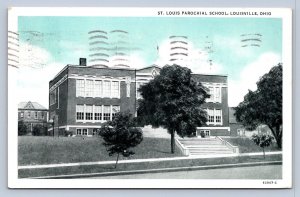 K1/ Louisville Ohio Postcard c1930s St Louis Parochial School Building  313