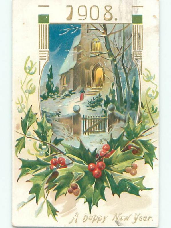 Divided-Back NEW YEAR SCENE Great Postcard W7516