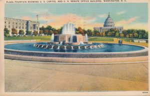 Plaza Fountain Washington DC US Capitol and Senate Office Building pm 1937 Linen